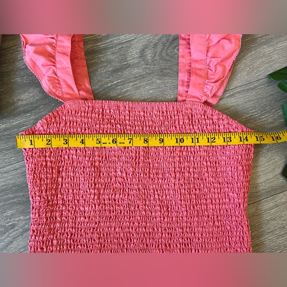 Old Navy Coastal Boho Sleeveless Ruffle Strap Square Neck Smocked Top in Coral M - Picture 8 of 10